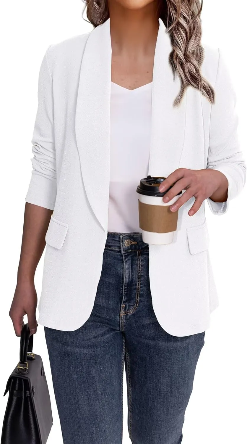 Ahlaray Women's Blazer Business Casual Lapel Collar Long Sleeve Open Front Work Office Suit Jacket Blazer, S-XL