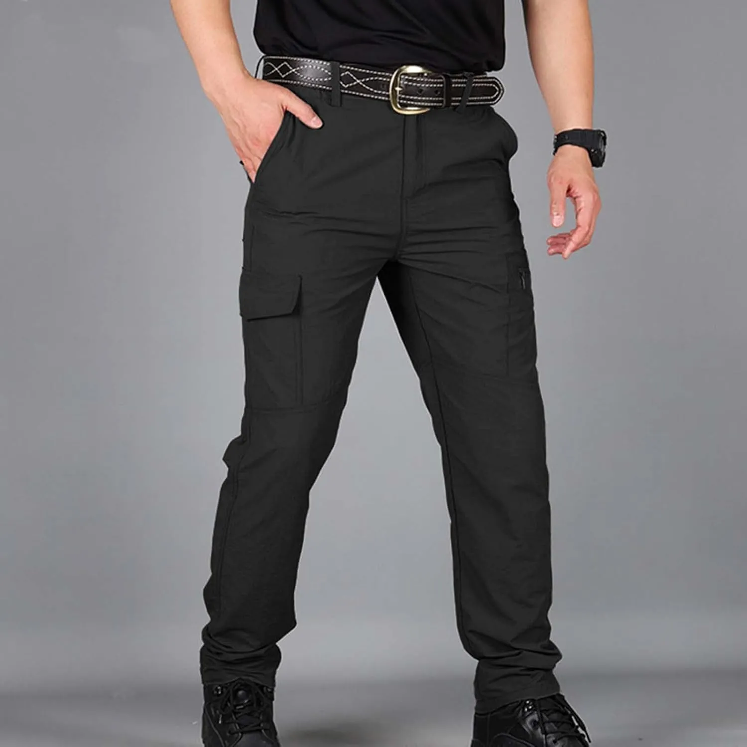 Cargo Pants for Men Lightweight Wild Outdoor Hiking Pants Waterproof Ripstop Tactical Work Pants with Multi Pockets