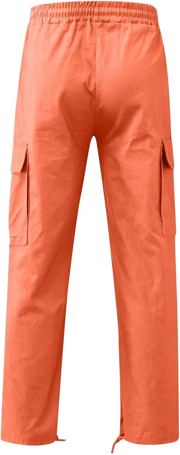Cargo Sweatpants Men Gym Sweats Pants Casual Baggy Hiking Pants Drawstring Workout Joggers with Multi Pockets