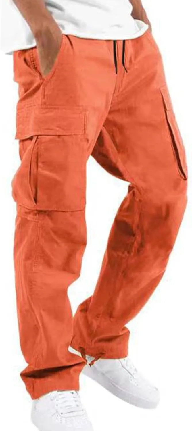 Cargo Sweatpants Men Gym Sweats Pants Casual Baggy Hiking Pants Drawstring Workout Joggers with Multi Pockets
