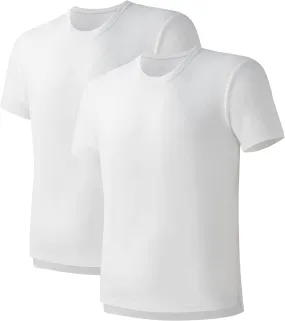 DAVID ARCHY Men's T-Shirt Heavyweight Tees Cotton Sorona Casual Plain Shirts Side Slit/Curved Hem Tees for Men 2-Pack