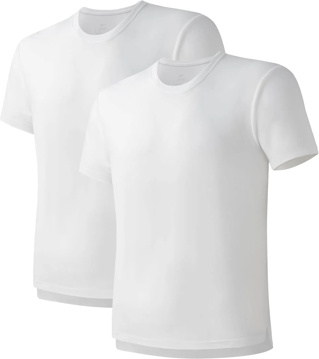 DAVID ARCHY Men's T-Shirt Heavyweight Tees Cotton Sorona Casual Plain Shirts Side Slit/Curved Hem Tees for Men 2-Pack