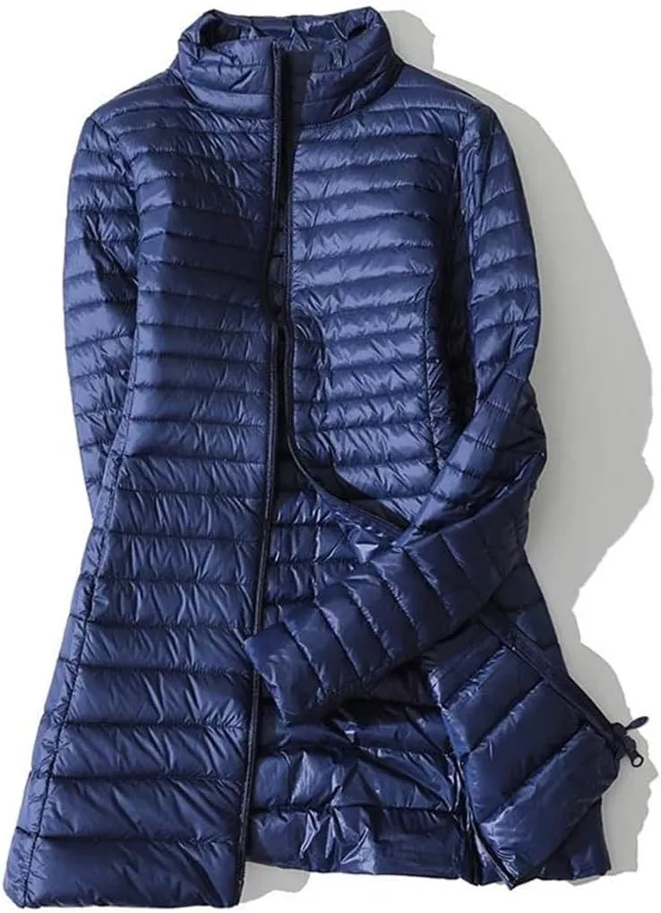 Fnfmrfmr Women Winter Coat Lightweight Stand Collar Thin Duck Down Puffer Jackets Quilted Parkas Outerwear