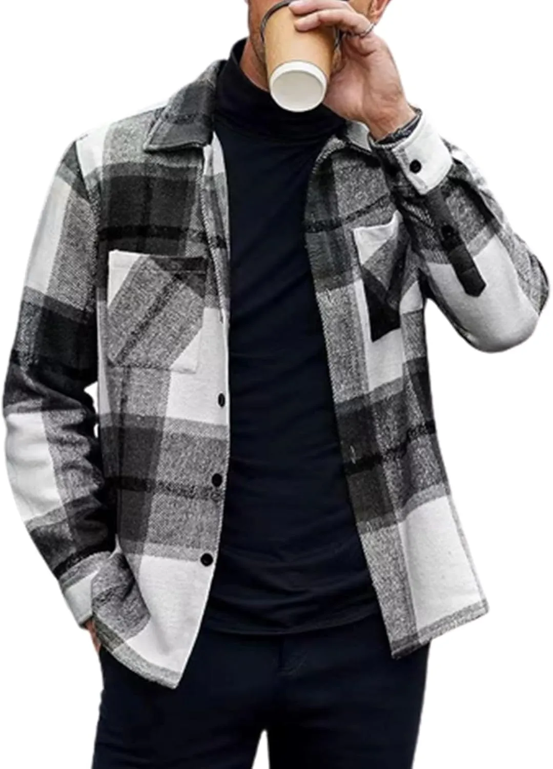 Henlley Shirts for Men Fashion Casual Solid Color Zippered Jacket Top Mens Jacket Mens Long Sleeve Tee Shirts Fall