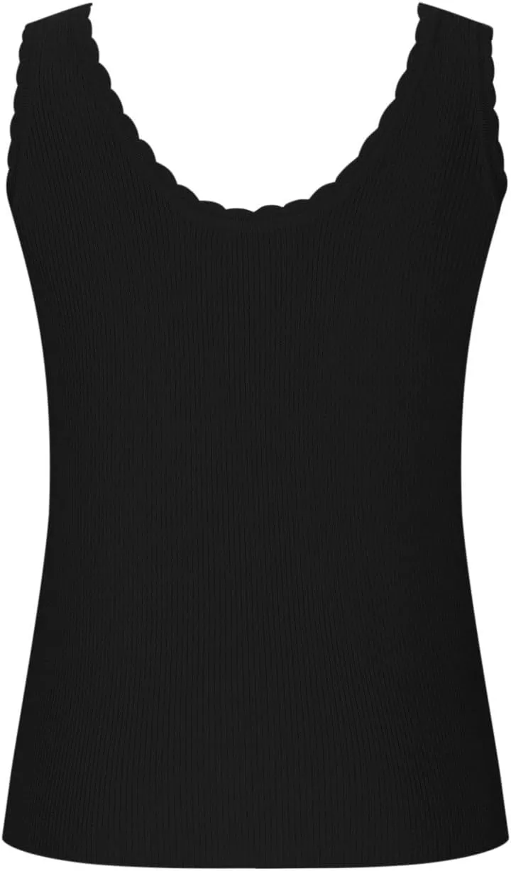 HGps8w Lace Trim Tank Tops for Women Fitted Casual Sleeveless Scoop Neck Ribbed Basic Cami Tee Shirts