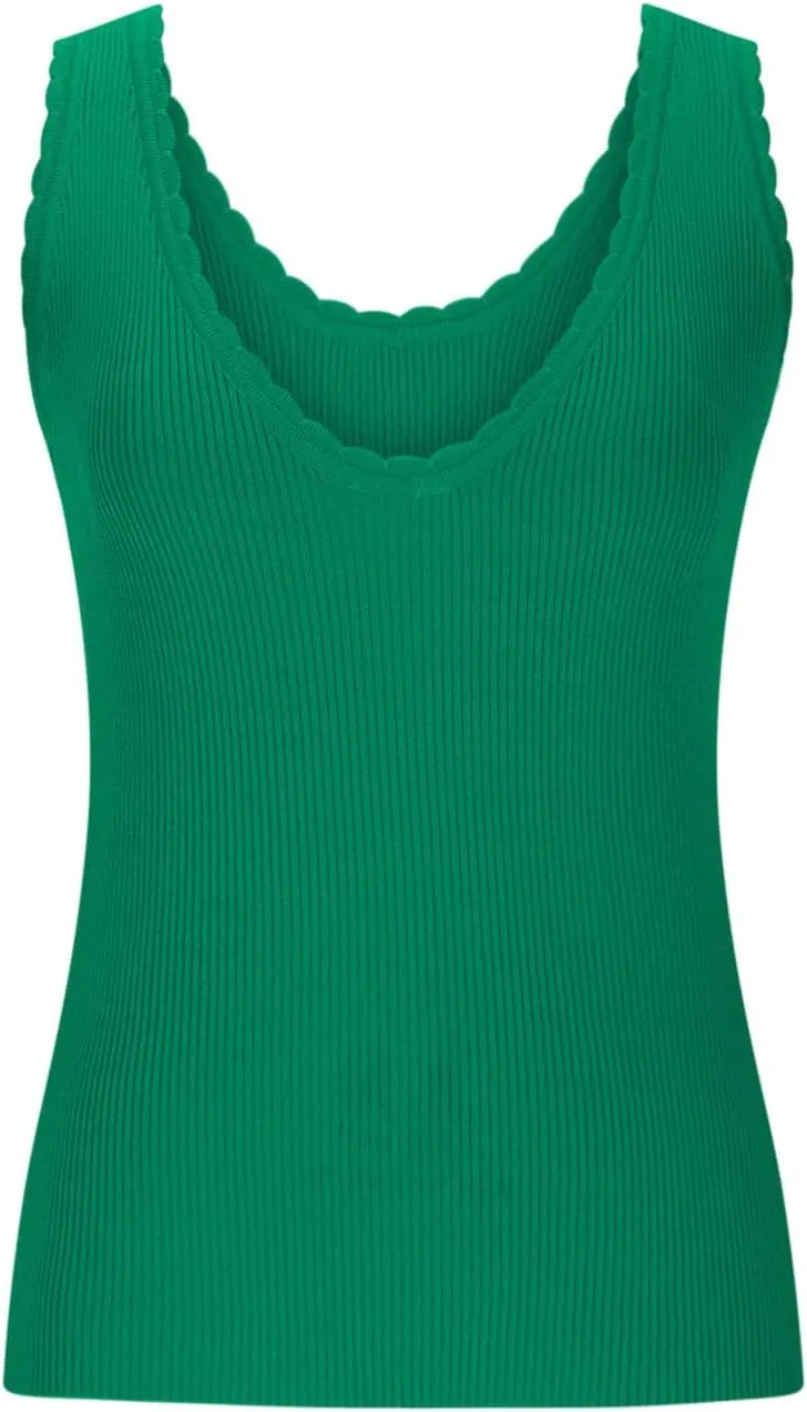 HGps8w Lace Trim Tank Tops for Women Fitted Casual Sleeveless Scoop Neck Ribbed Basic Cami Tee Shirts