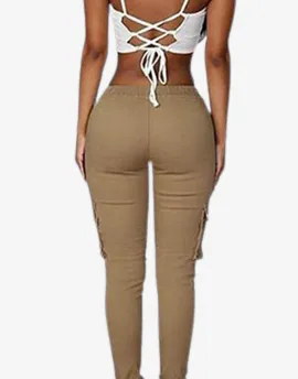 High Waist Lace Up Women Pants