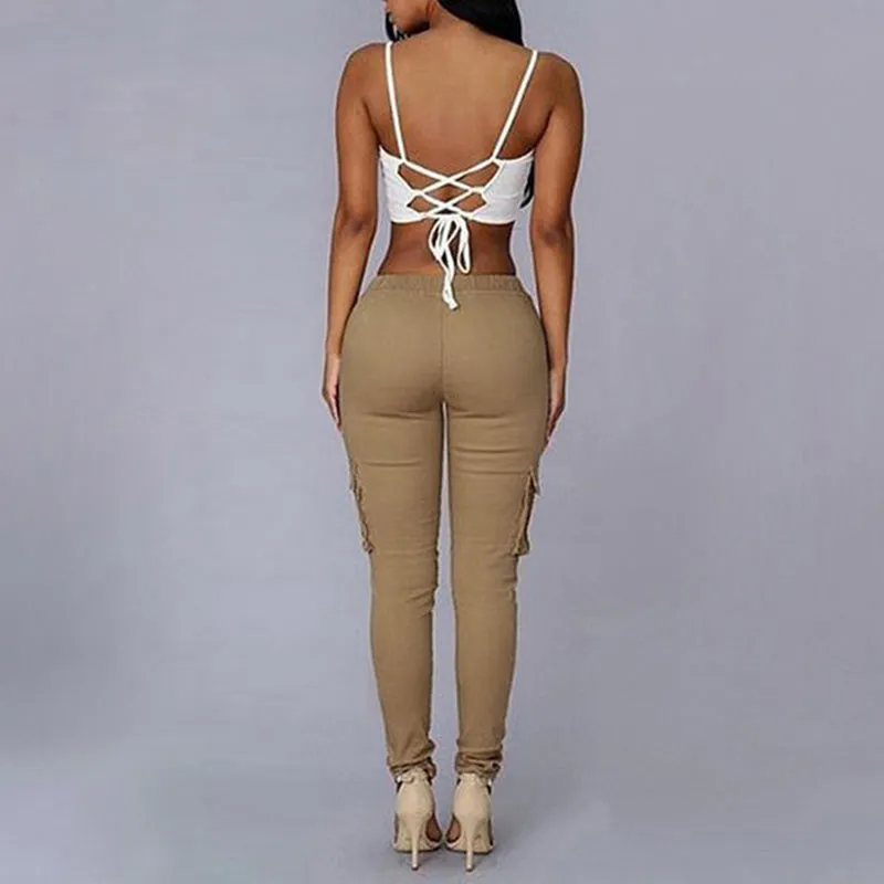 High Waist Lace Up Women Pants