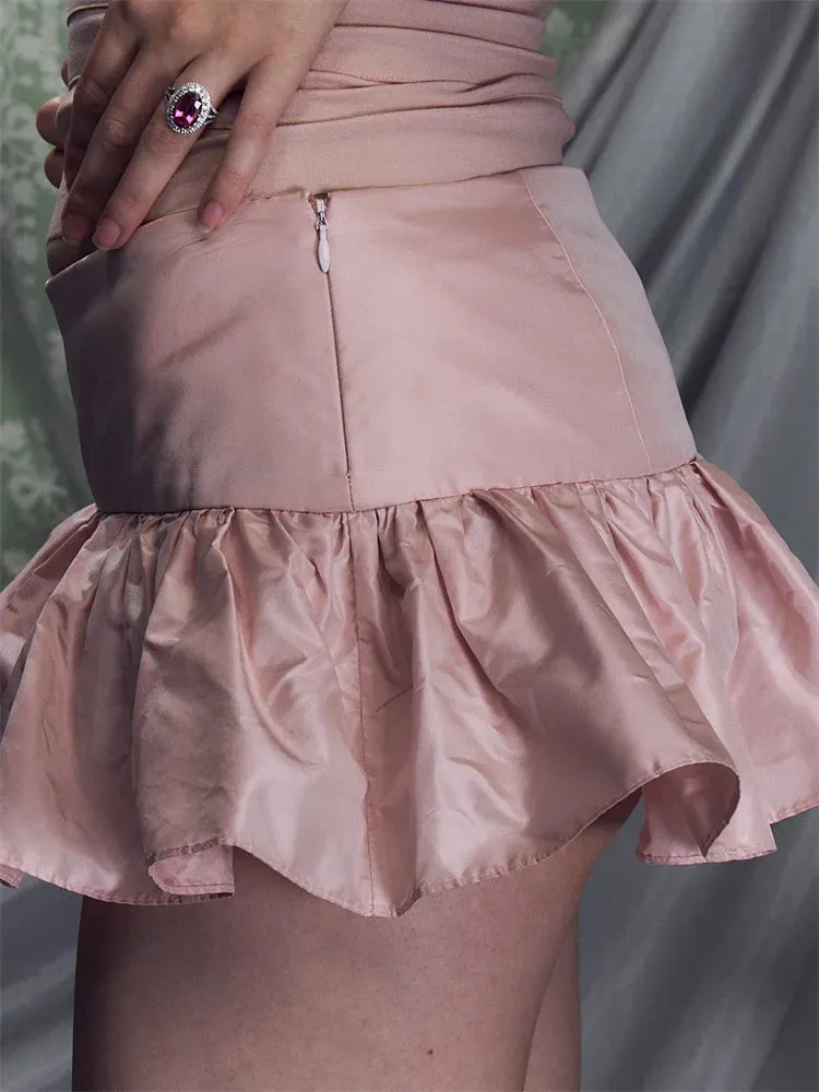 JuliaFashion - Retro Ruffle Short Mini Solid Color Low Waist A-Line Lined Shorts Summer Party Clubwear Skirts