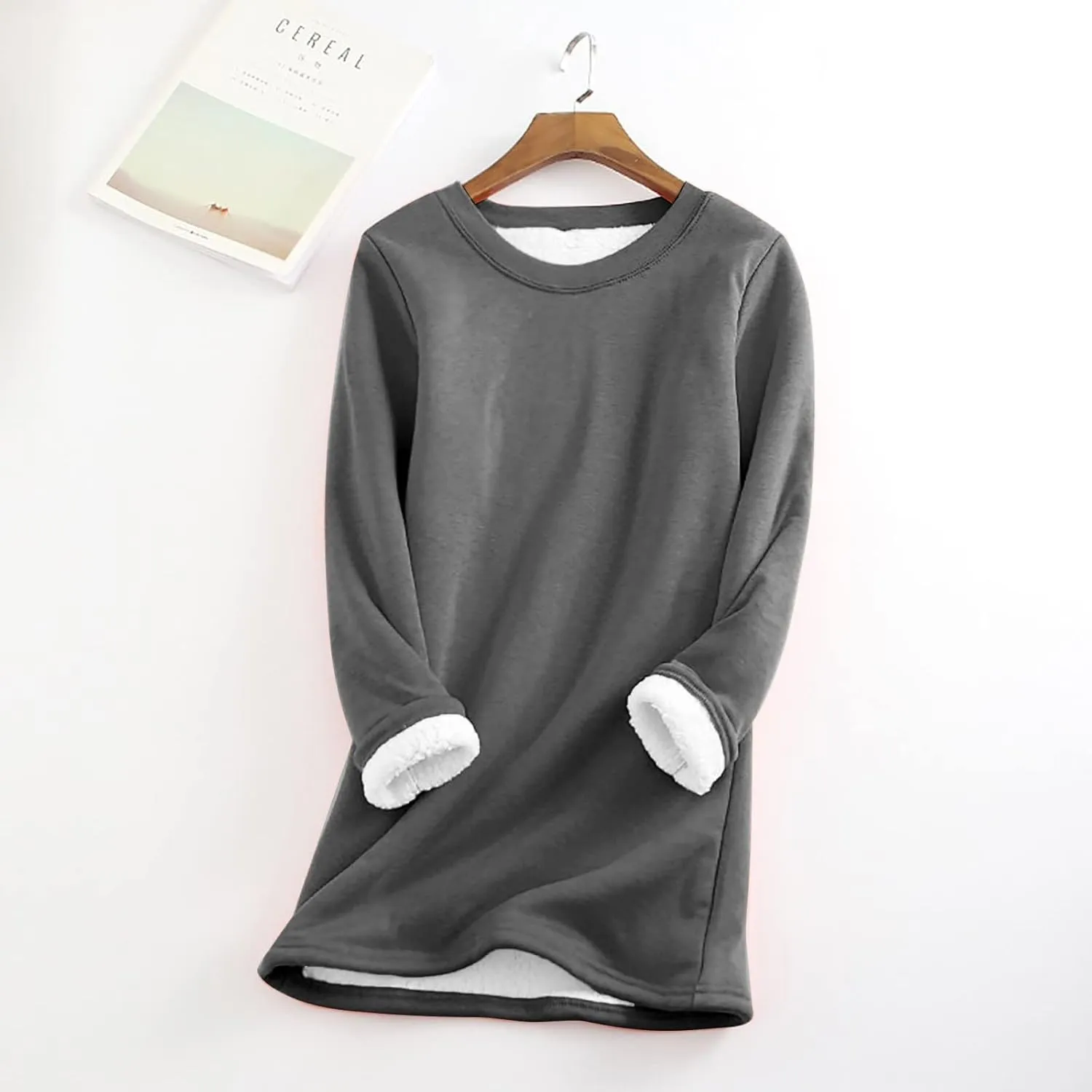 LCMTWX Winter Coats for Women Thick Fleece Sweatshirt Winter Round Neck Warm Soft Fashion Color Block Patchwork Cardigan