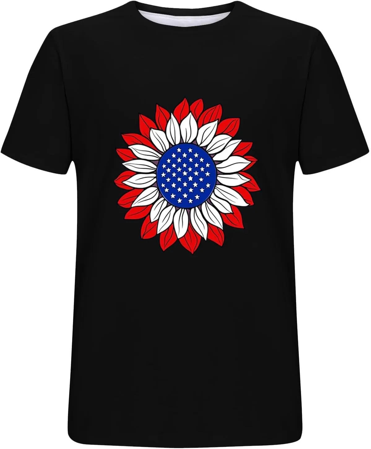Men's American Flag Muscle T-Shirt Workout Crewneck Star Stripes Sunflower Graphic Tees Short Sleeve Casual Patriotic Tops
