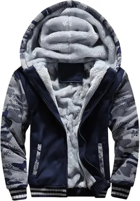 Men's Pullover Winter Jackets Sherpa Hoodie Jacket Fleece Lined Zip Up Warm Hoodies Sweatshirt Soft Thick Coats for Men