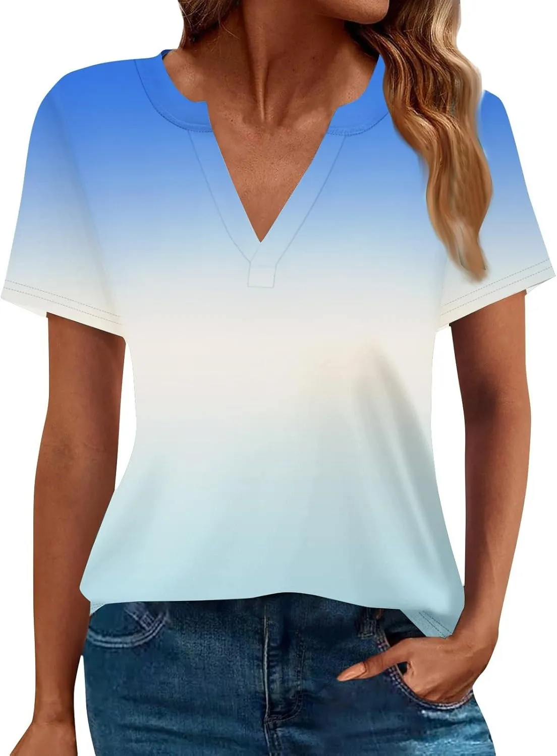 T Shirts Short Sleeve V Neck Tees Womens Fashion Tops 2025 Trendy Business Casual Summer Fashion Clothing Tops