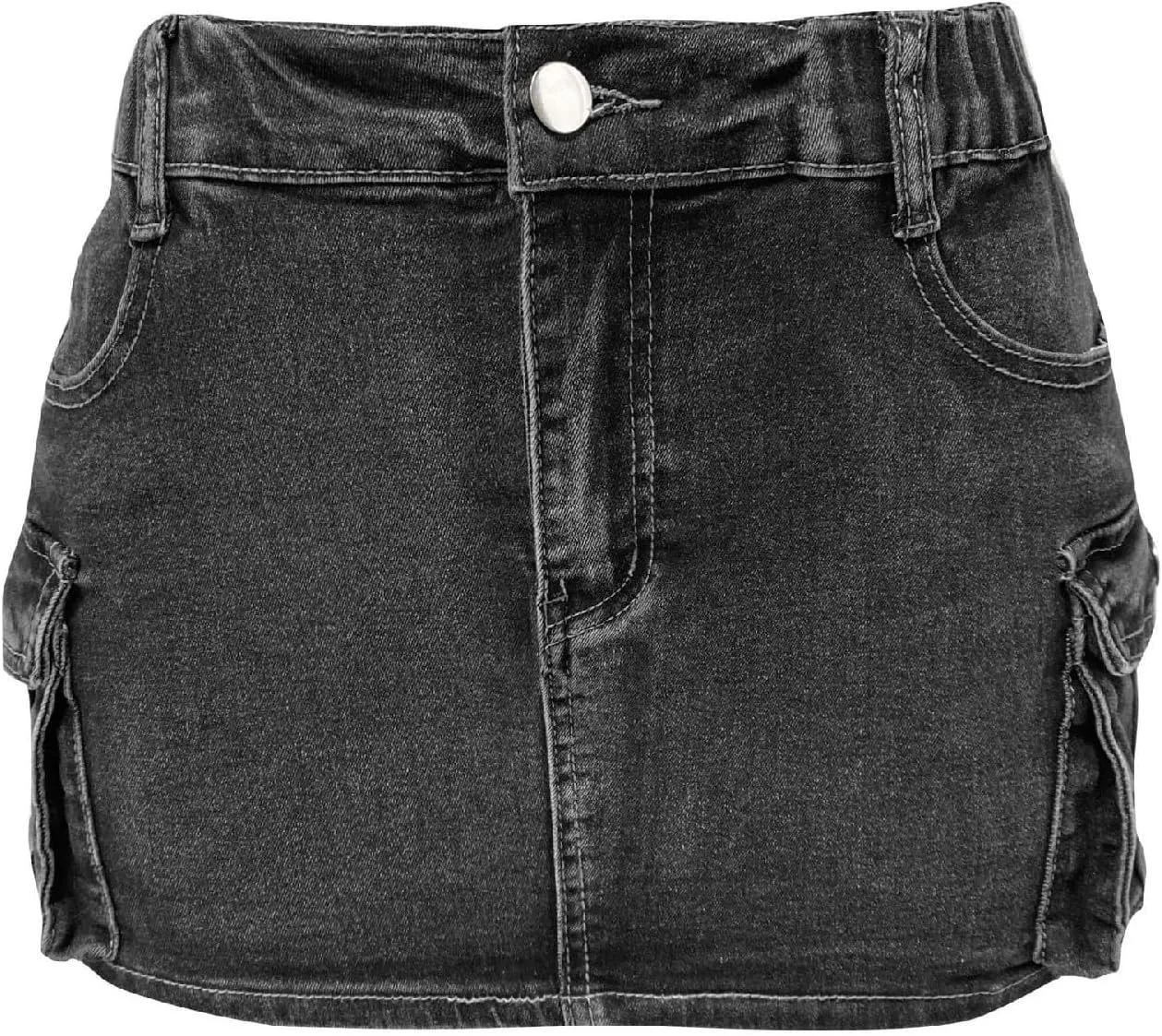 Women Mini Denim Skirt Mid Waist Mini Dress Jean Skirts Stretch Casual Slim Fit Summer Skorts with Pockets