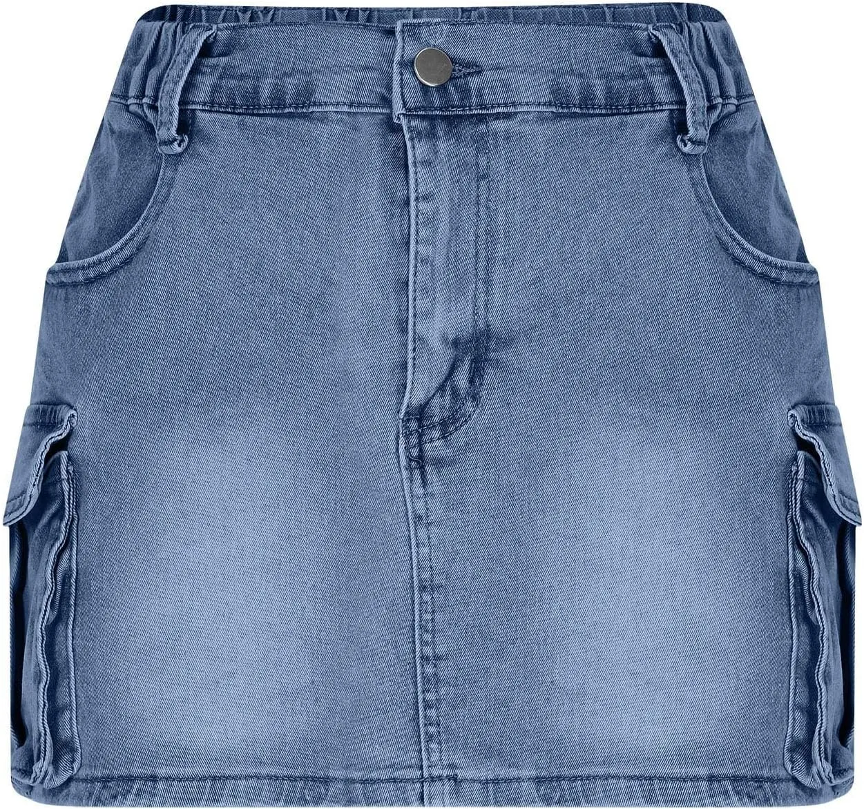 Women Mini Denim Skirt Mid Waist Mini Dress Jean Skirts Stretch Casual Slim Fit Summer Skorts with Pockets