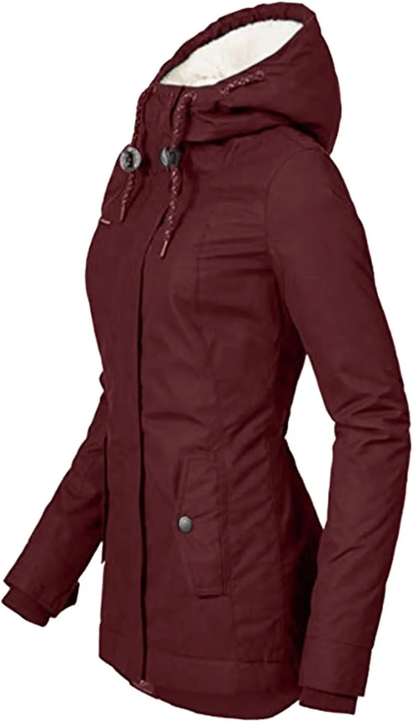 Womens Mid Length Down Coat Fleece Lined Hooded Puffer Jacket Soft Comfy Long Sleeve Quilted Coats Winter Warm Outfits