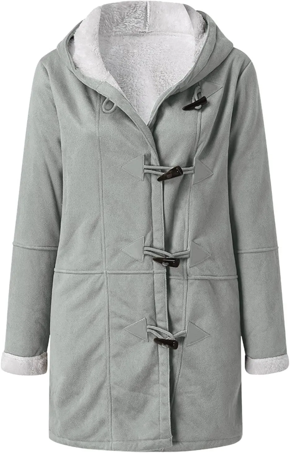 Womens Sherpa Lined Jackets Fashion Winter Fuzzy Fleece Hoodie Sweatshirt Casual Soft Cozy Horn Button Down Coats